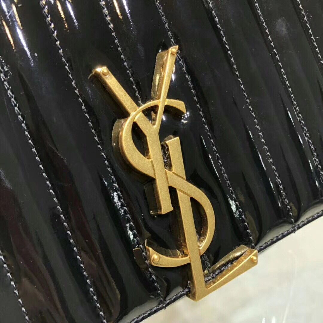 Saint Laurent Large Vicky Bag In Black Patent Leather