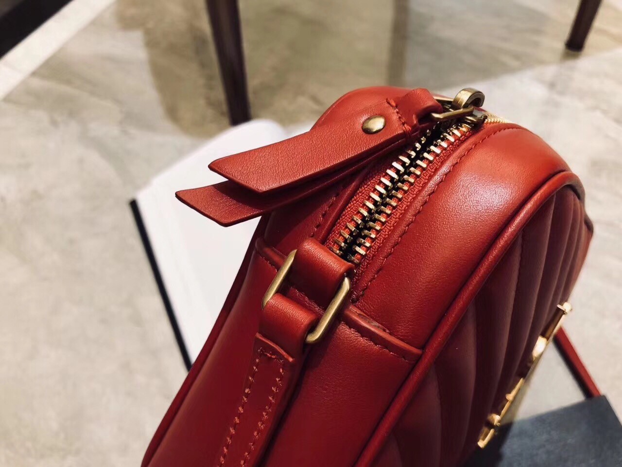 Saint Laurent Lou Camera Bag In Red Matelasse Leather