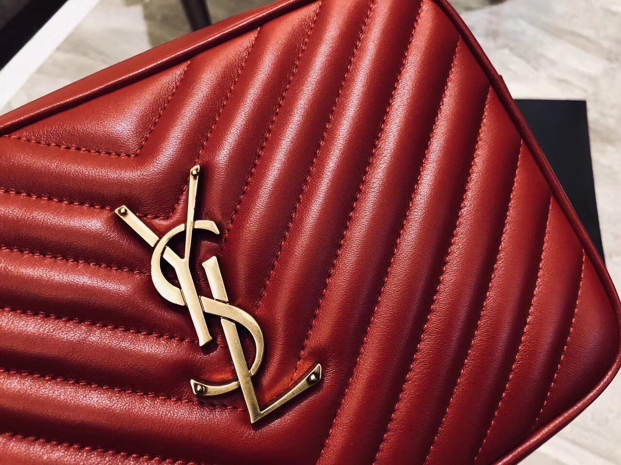 Saint Laurent Lou Camera Bag In Red Matelasse Leather