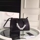 Saint Laurent All Black Small Cabas YSL Crocodile Embossed Bag