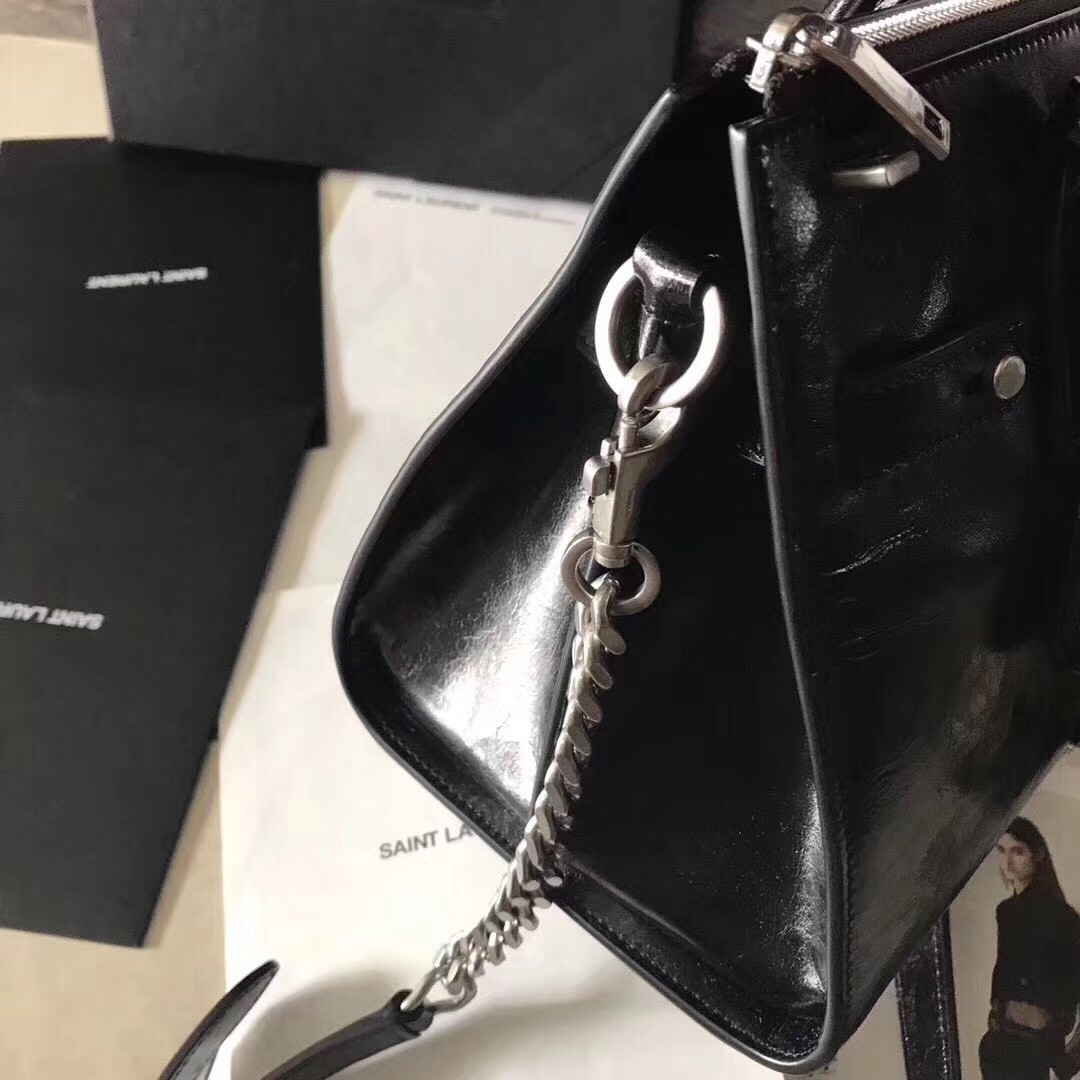 Saint Laurent Baby Sac De Jour Souple Duffle Bag In Black Moroder Leather