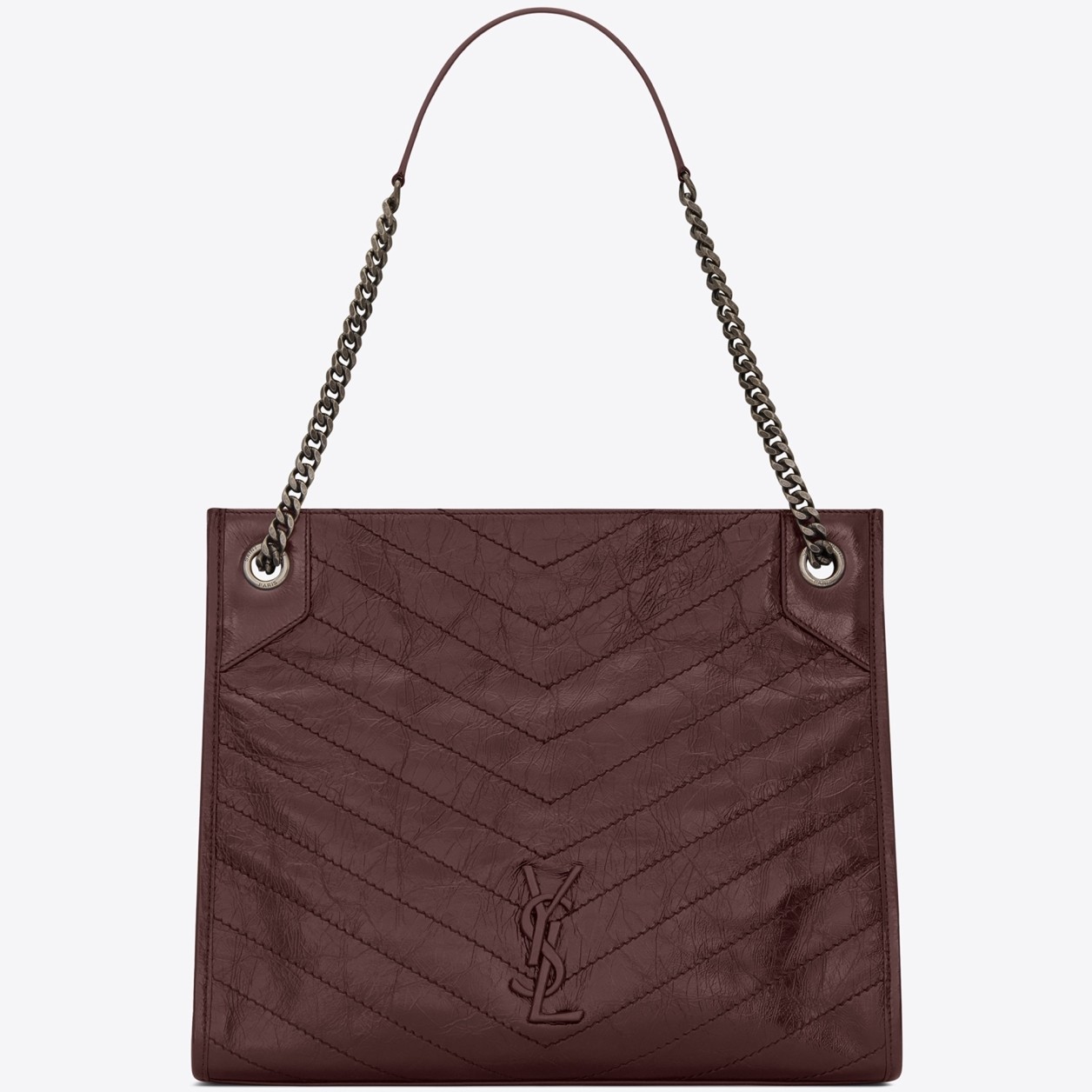 Saint Laurent Medium Niki Shopping Bag In Bordeaux Leather