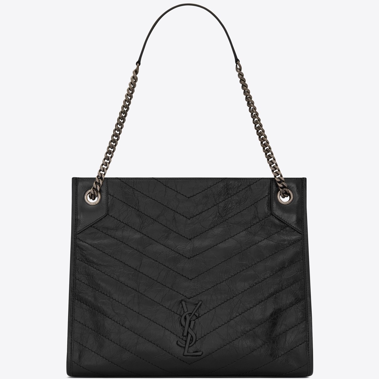 Saint Laurent Medium Niki Shopping Bag In Black Leather