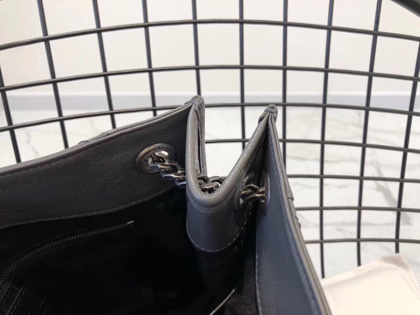 Saint Laurent Medium Niki Shopping Bag In Storm Leather