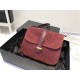 Saint Laurent Monogram All Over Small Satchel In Bordeaux Suede