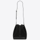 Saint Laurent Monogram All Over Bucket Bag In Black Suede