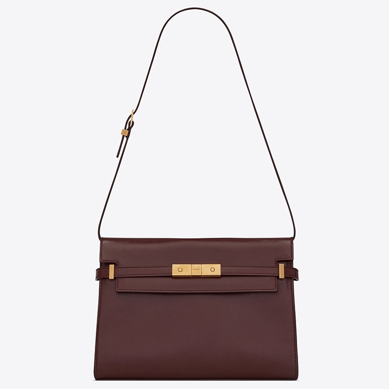 Saint Laurent Manhattan Baguette Bag In Bordeaux Leather