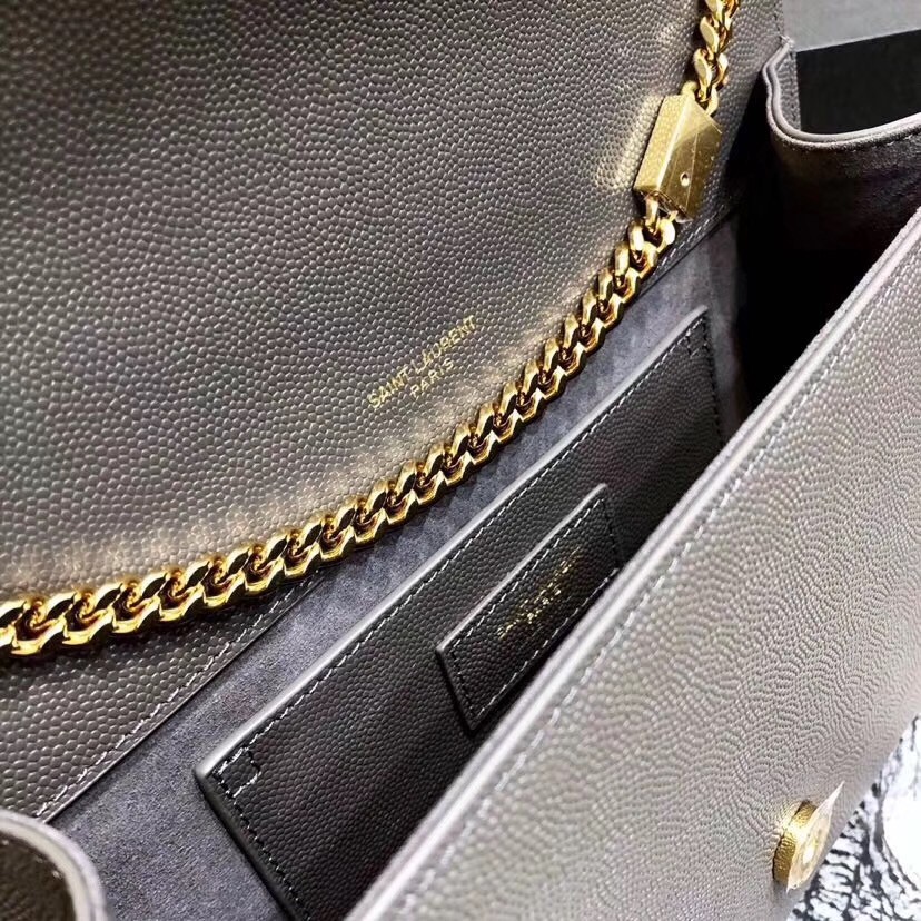 Saint Laurent Medium Kate Bag In Grey Grained Leather