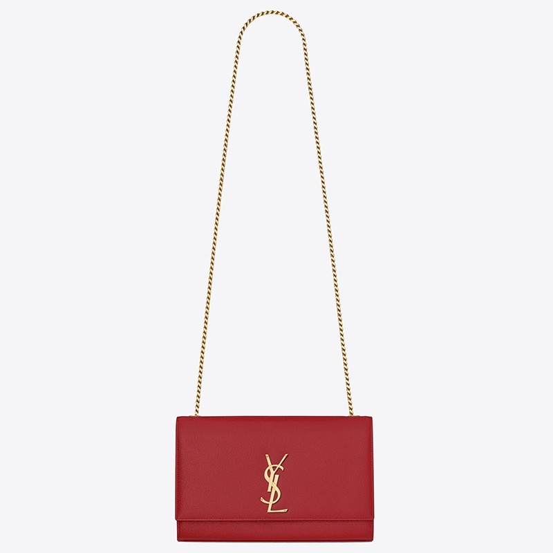 Saint Laurent Medium Kate Bag In Red Grained Leather