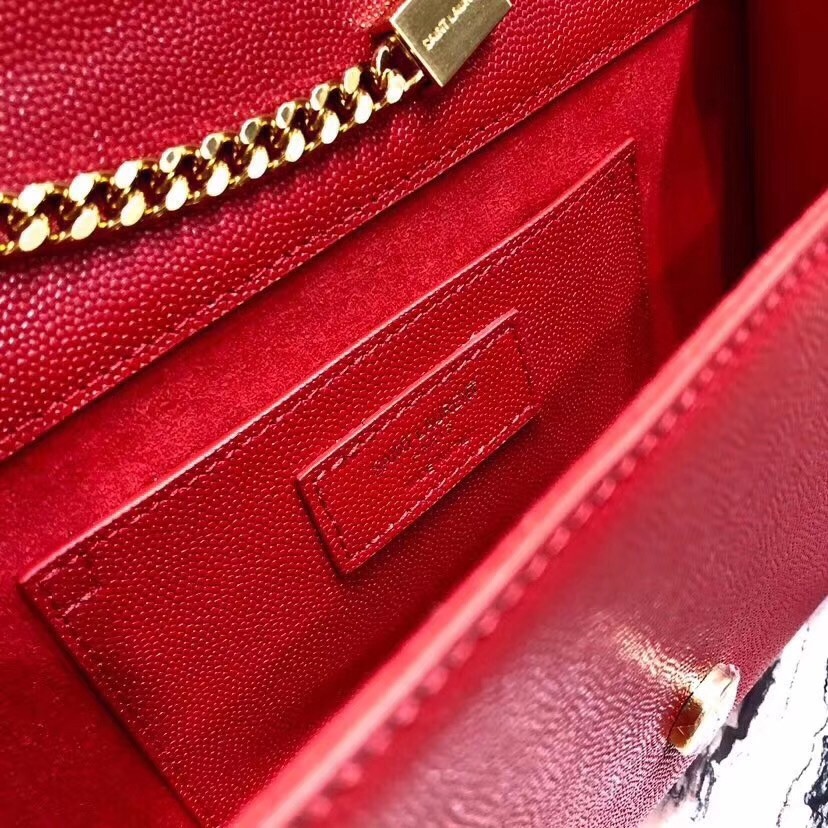 Saint Laurent Medium Kate Bag In Red Grained Leather