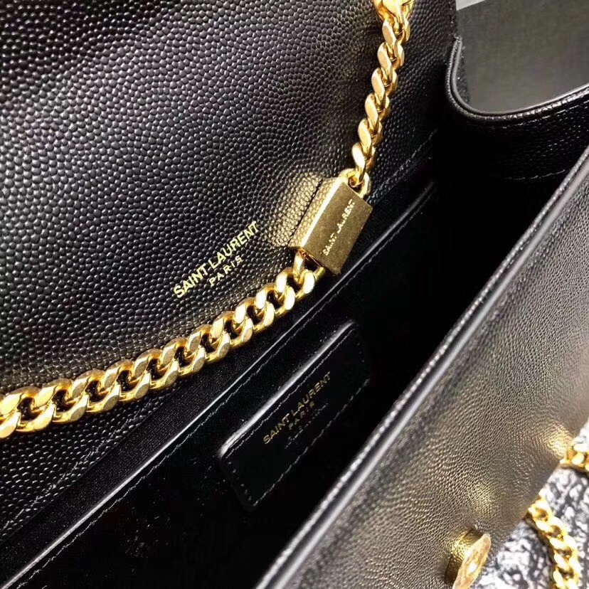 Saint Laurent Small Kate Bag In Black Grained Leather