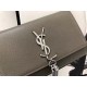 Saint Laurent Small Kate Tassel Bag In Grey Grained Leather