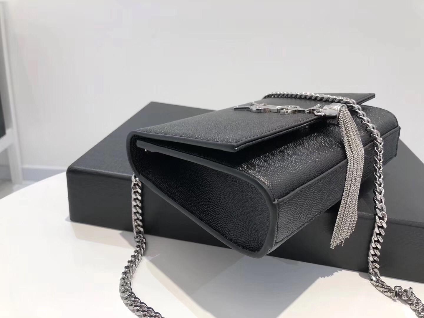 Saint Laurent Small Kate Tassel Bag In Black Grained Leather