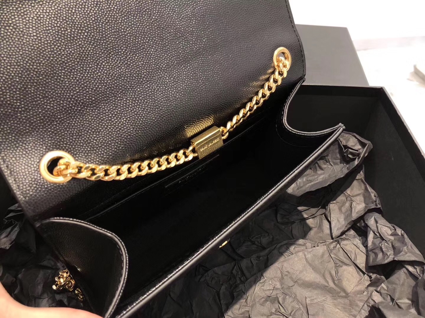 Saint Laurent Small Kate Tassel Bag In Black Grained Leather