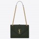 Saint Laurent Medium Envelope Bag In Dark Green Grained Leather