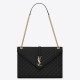 Saint Laurent Envelope Large Bag In Black Grained Leather