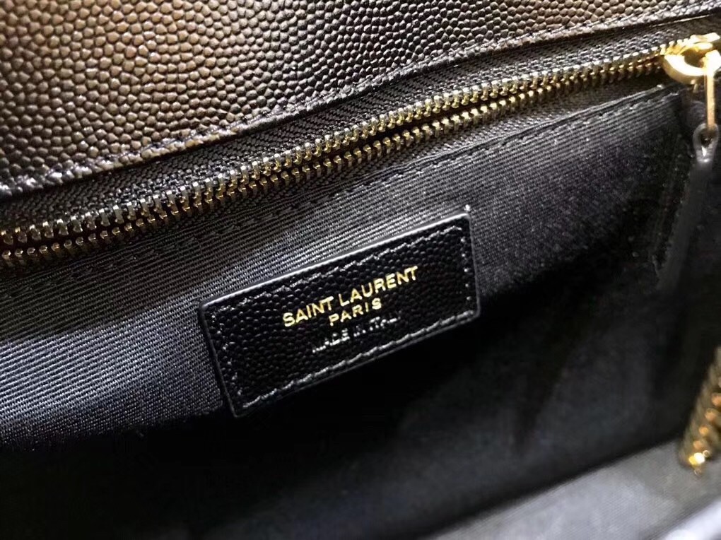 Saint Laurent Envelope Large Bag In Black Grained Leather