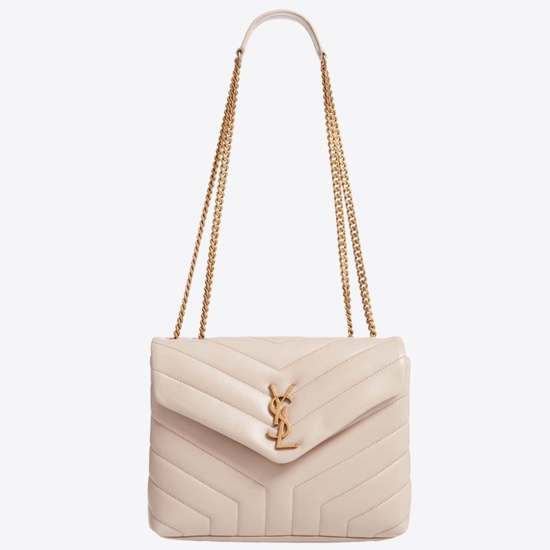 Saint Laurent Loulou Small Bag In Beige Matelasse Leather