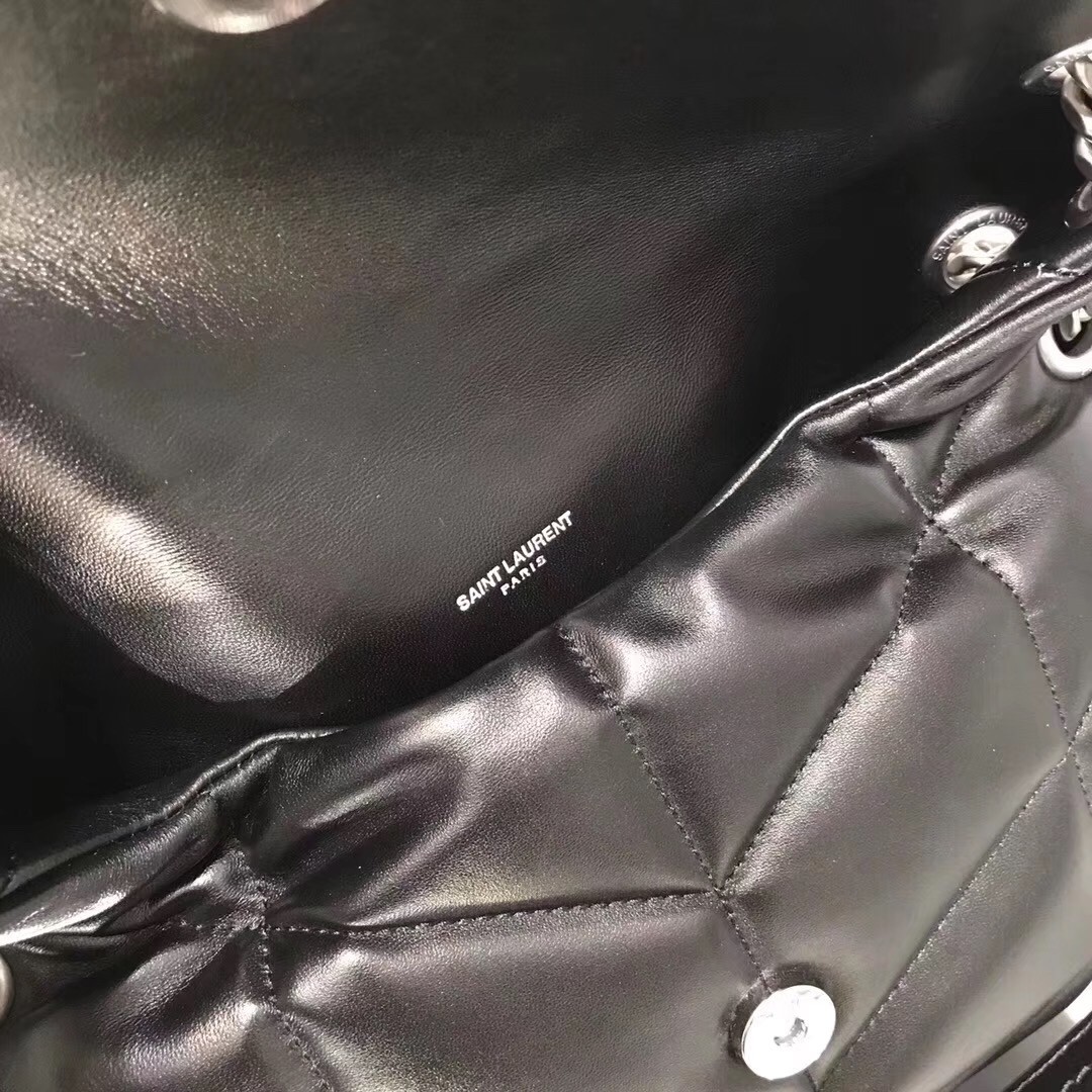 Saint Laurent Loulou Puffer Small Bag In Black Lambskin