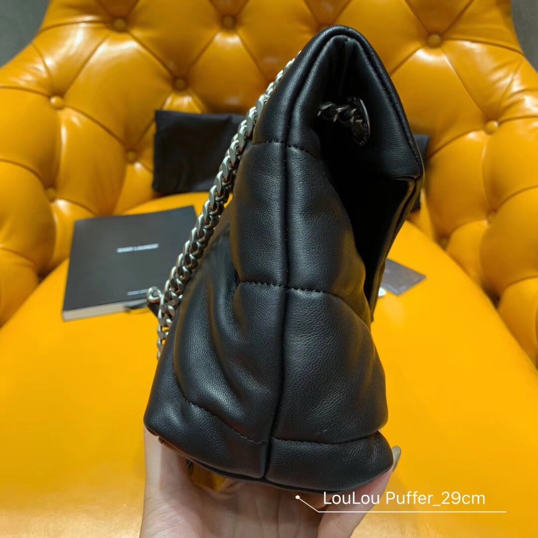 Saint Laurent Loulou Puffer Small Bag In Black Lambskin