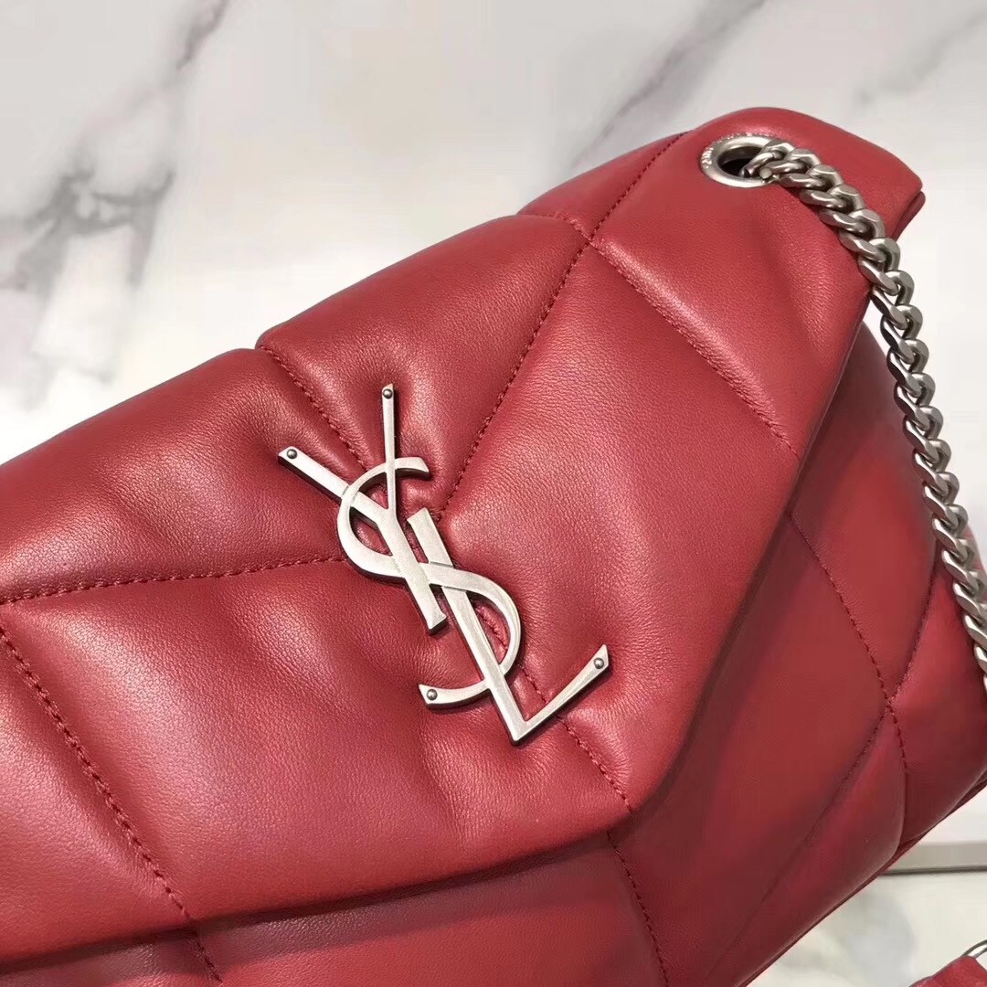 Saint Laurent Loulou Puffer Small Bag In Red Lambskin