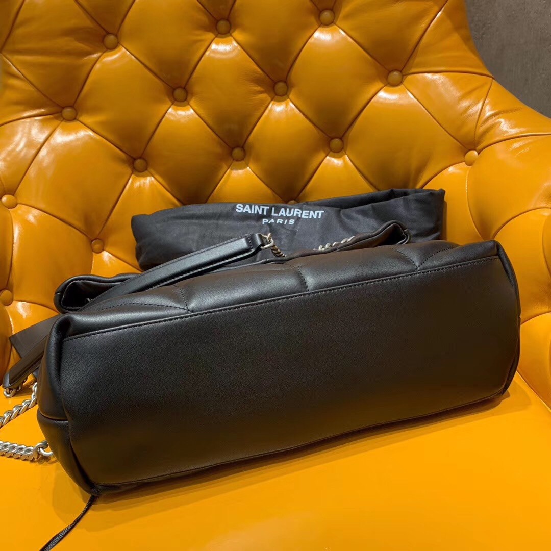 Saint Laurent Loulou Puffer Medium Bag In Black Lambskin