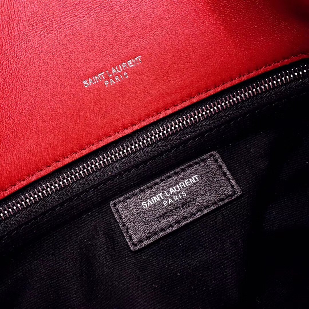 Saint Laurent Loulou Puffer Medium Bag In Red Lambskin