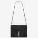 Saint Laurent Cassandra Clasp Bag In Black Croc-Embossed Leather