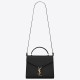 Saint Laurent Cassandra Medium Bag In Black Grained Leather