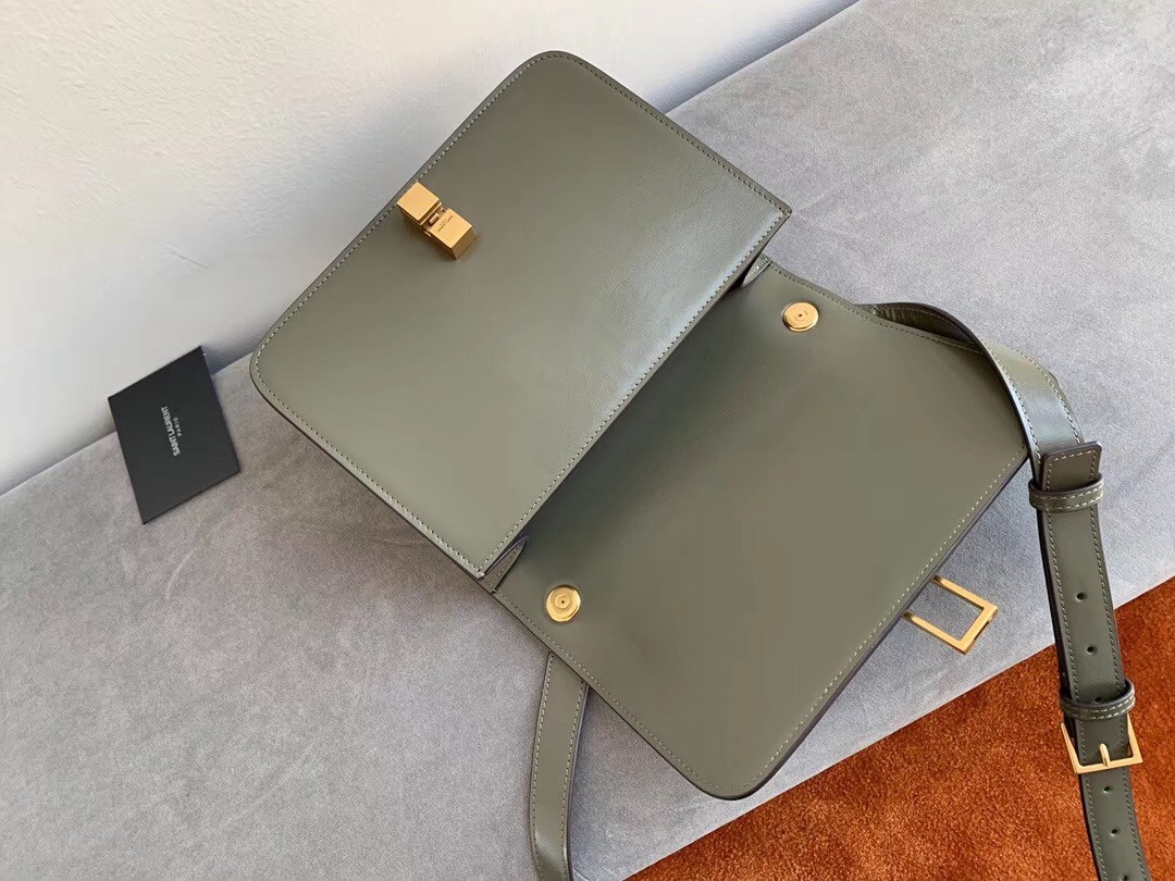 Saint Laurent Carre Satchel Bag In Olive Leather