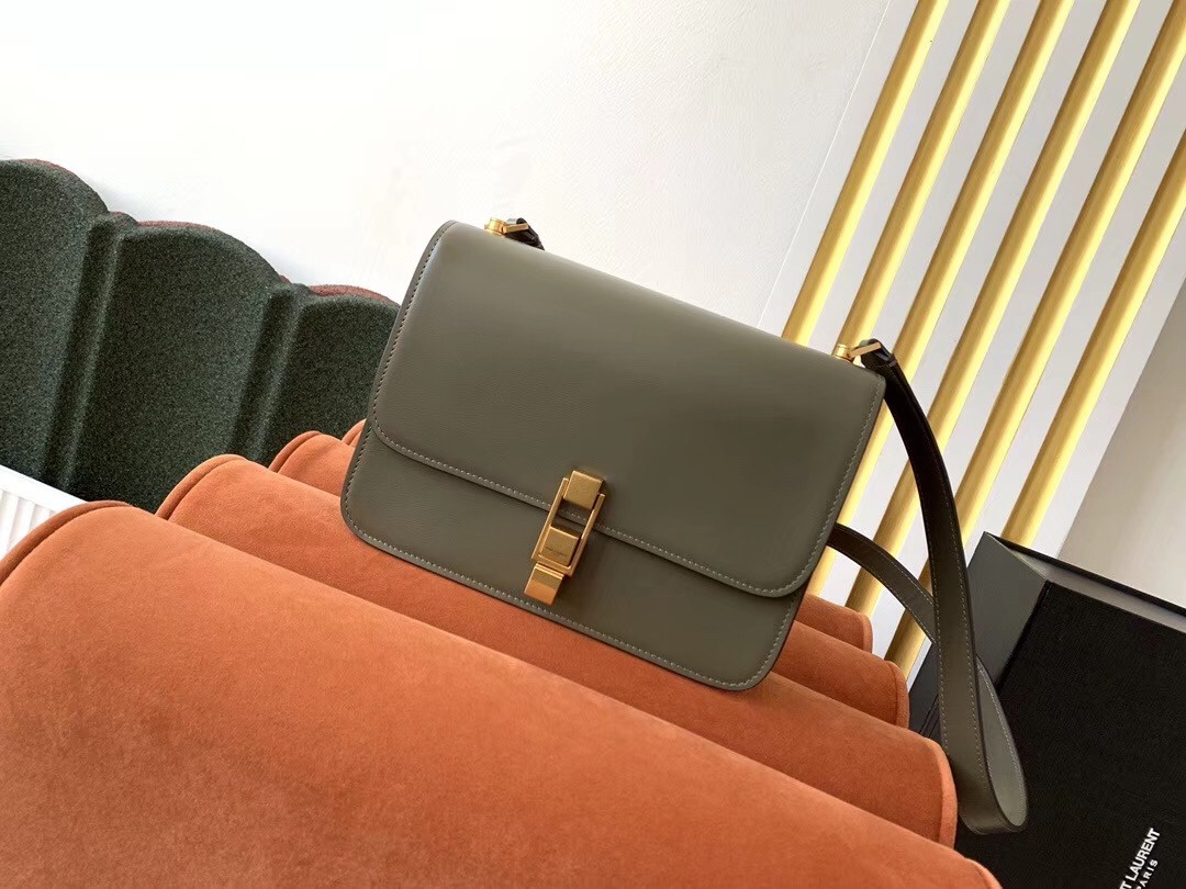 Saint Laurent Carre Satchel Bag In Olive Leather