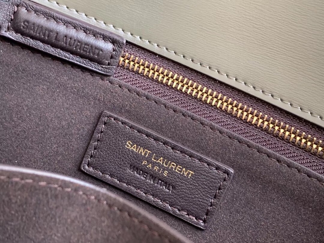 Saint Laurent Carre Satchel Bag In Olive Leather