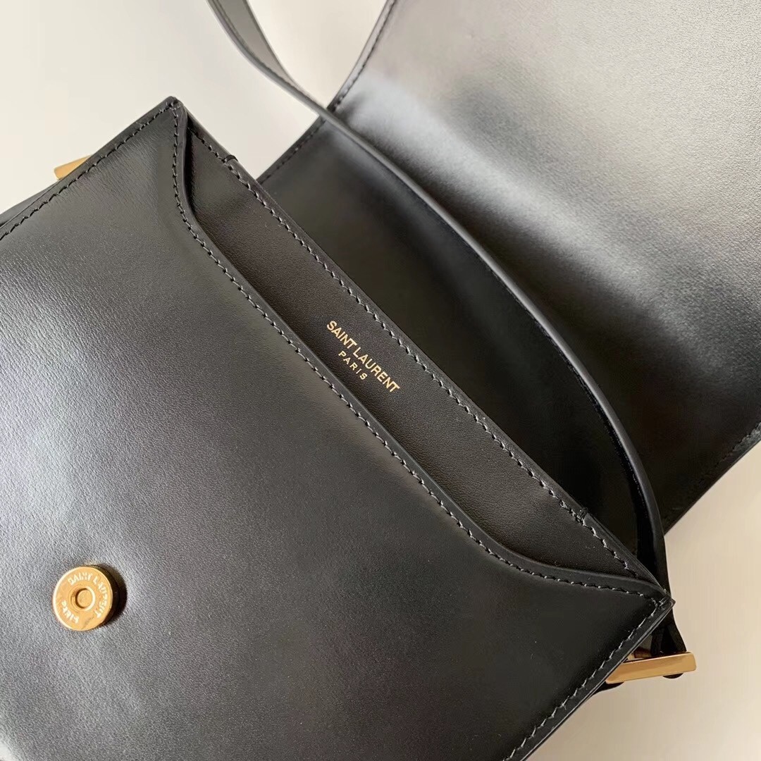 Saint Laurent LE 61 Small Saddle Bag In Black Leather