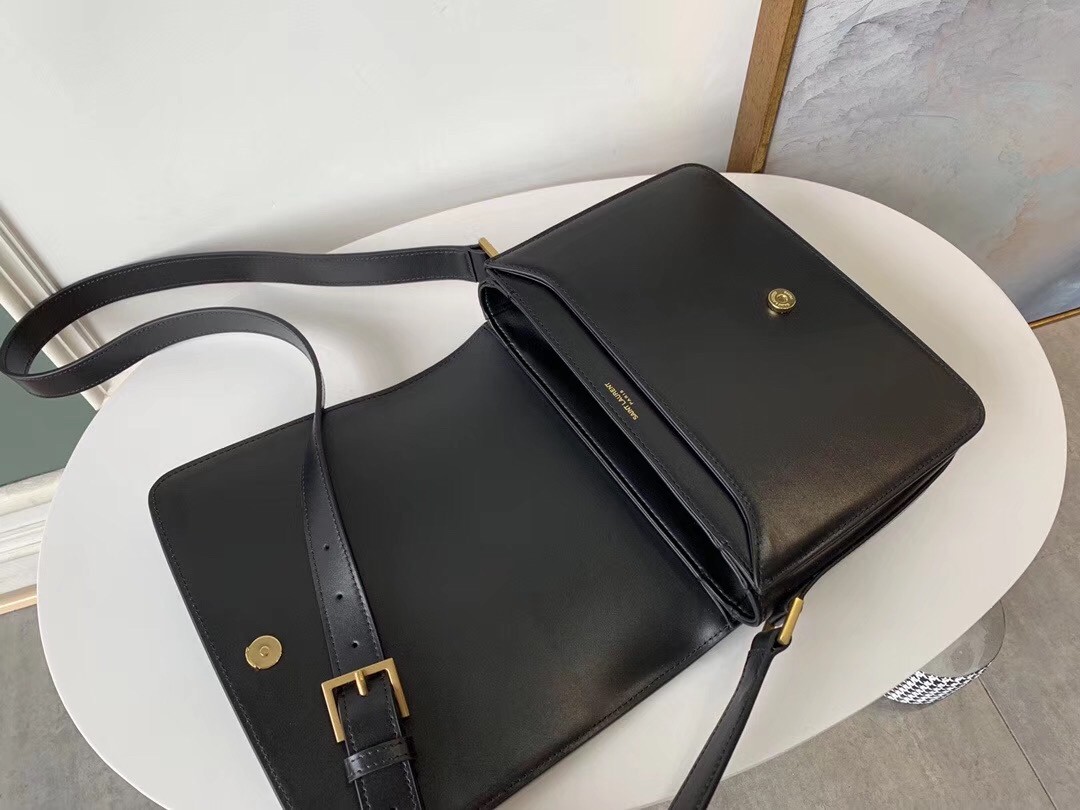 Saint Laurent LE 61 Medium Saddle Bag In Black Leather