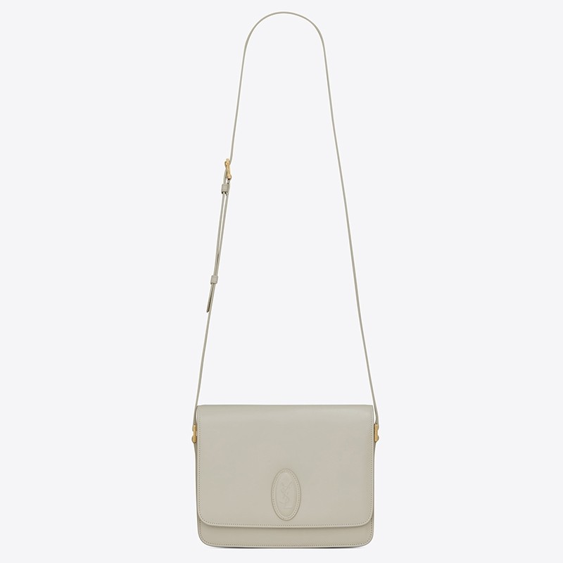 Saint Laurent LE 61 Medium Saddle Bag In White Leather