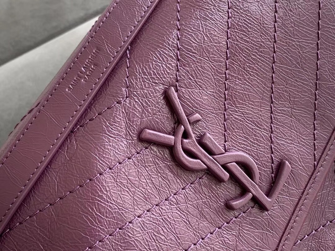 Saint Laurent Medium Niki Bag In Prunia Crinkled Leather