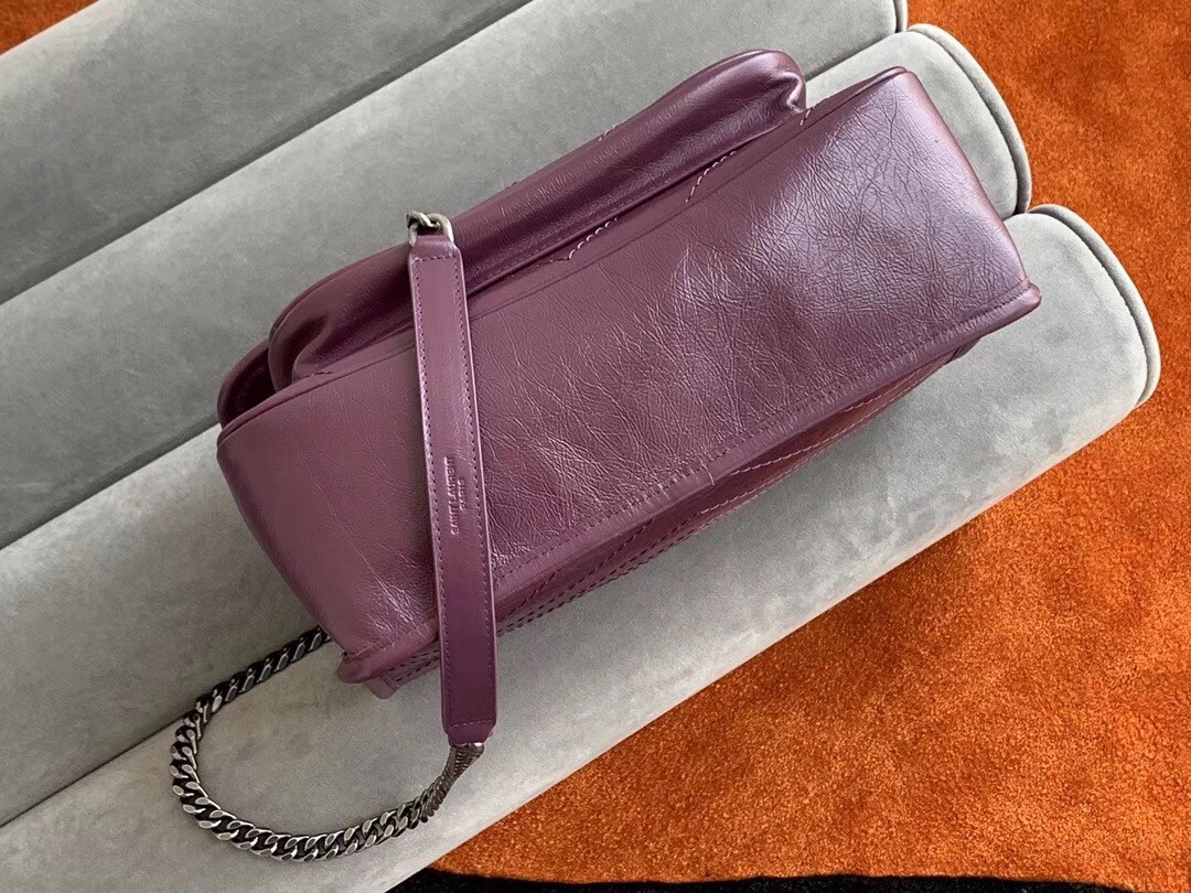 Saint Laurent Medium Niki Bag In Prunia Crinkled Leather