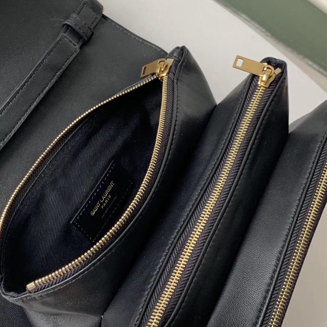 Saint Laurent Angie Chain Bag In Black Diamond Lambskin