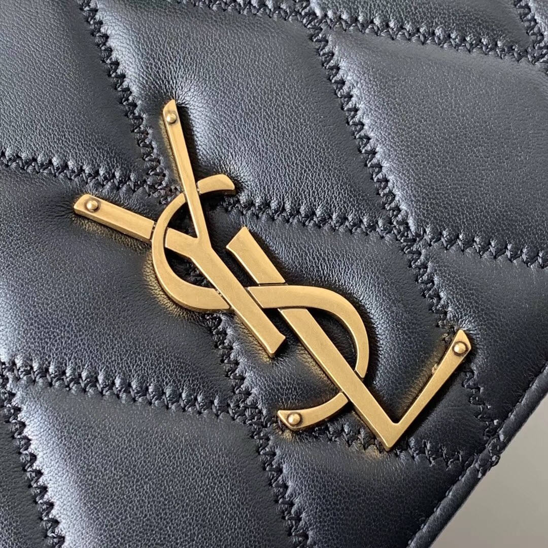 Saint Laurent Angie Chain Bag In Black Diamond Lambskin