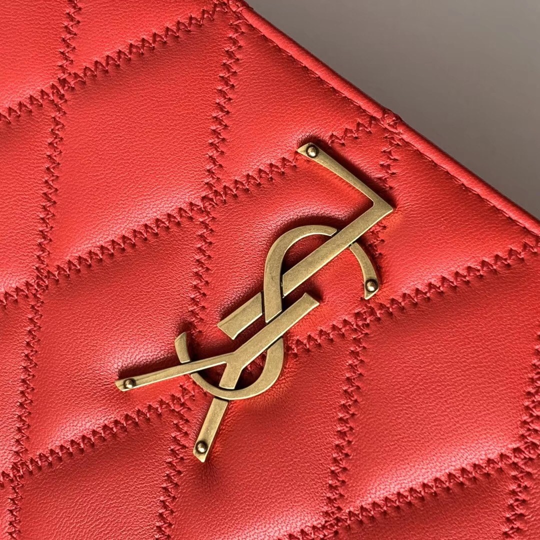 Saint Laurent Angie Chain Bag In Red Diamond Lambskin