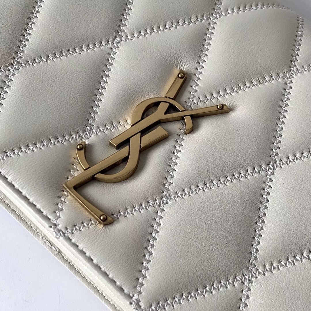 Saint Laurent Angie Chain Bag In White Diamond Lambskin