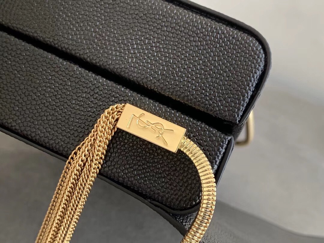 Saint Laurent Kate Box Bag In Black Grained Leather