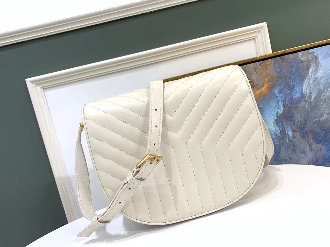 Saint Laurent Joan Satchel In White Y Quilted Leather