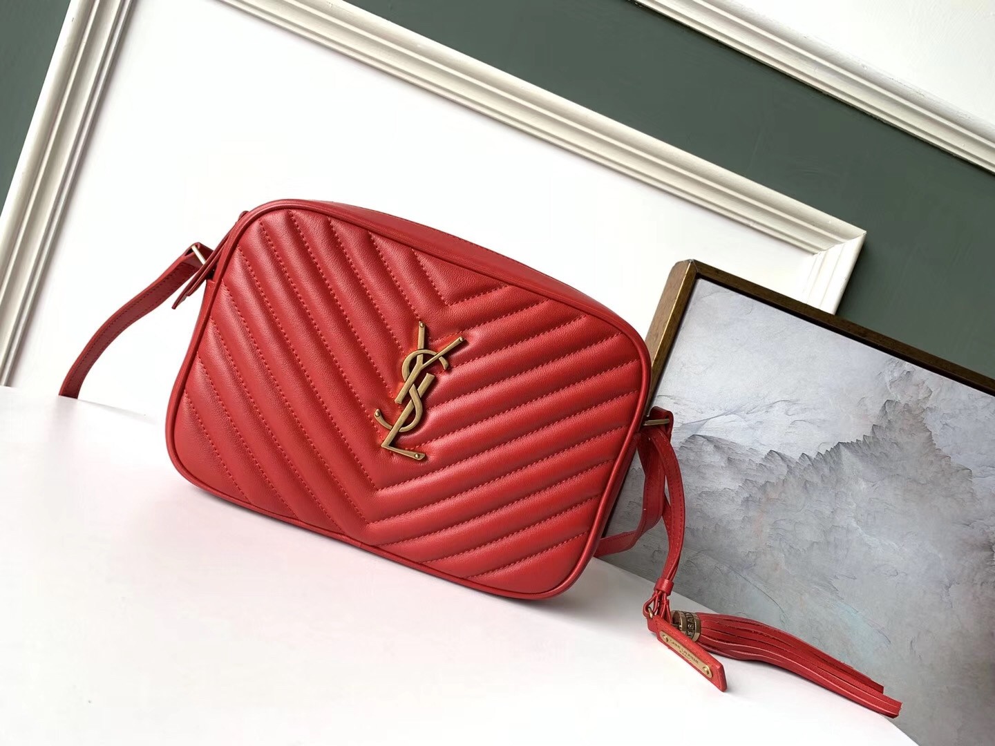 Saint Laurent Lou Camera Bag In Red Leather