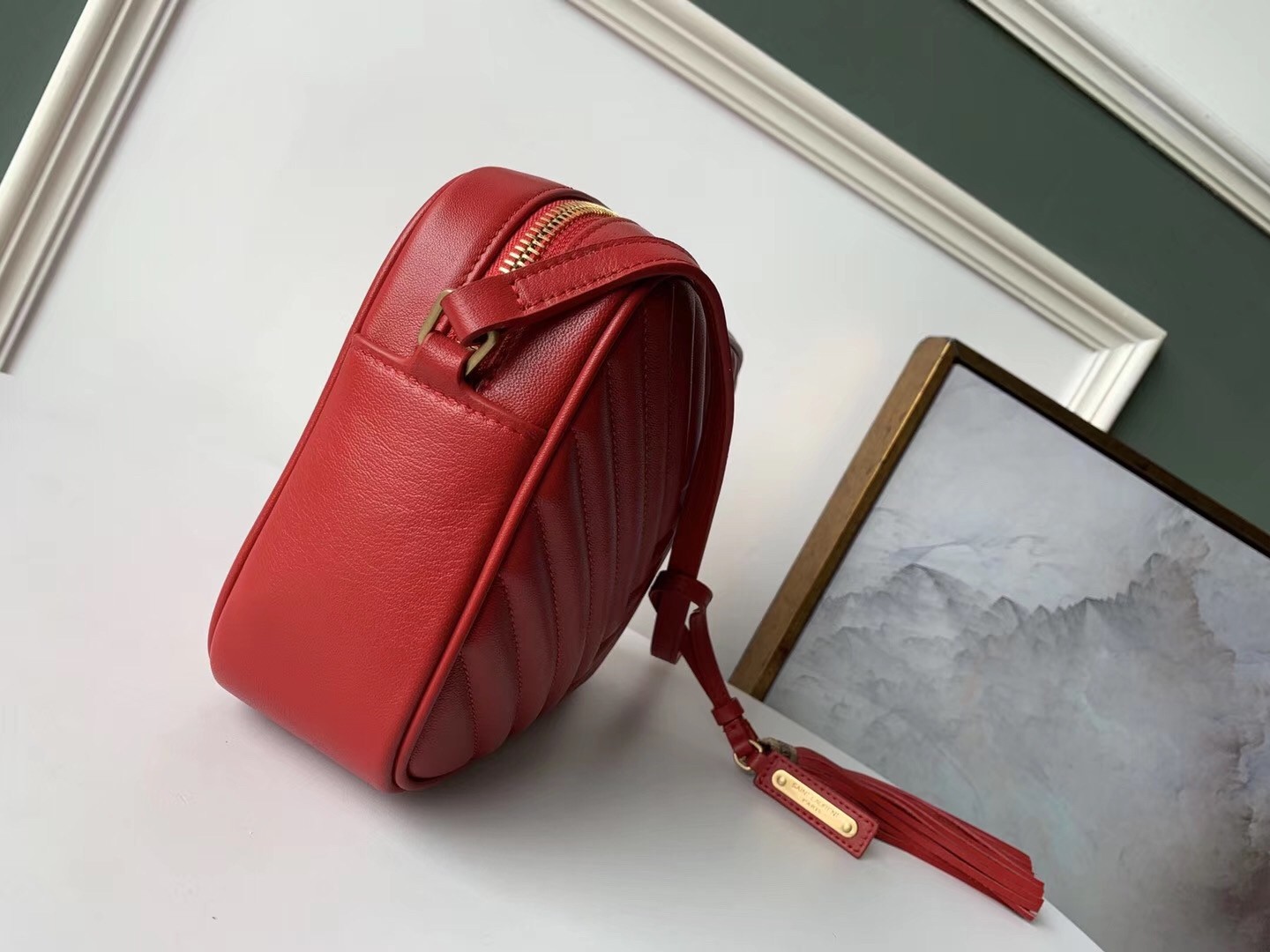 Saint Laurent Lou Camera Bag In Red Leather