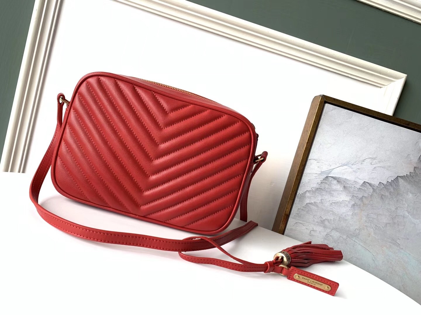 Saint Laurent Lou Camera Bag In Red Leather