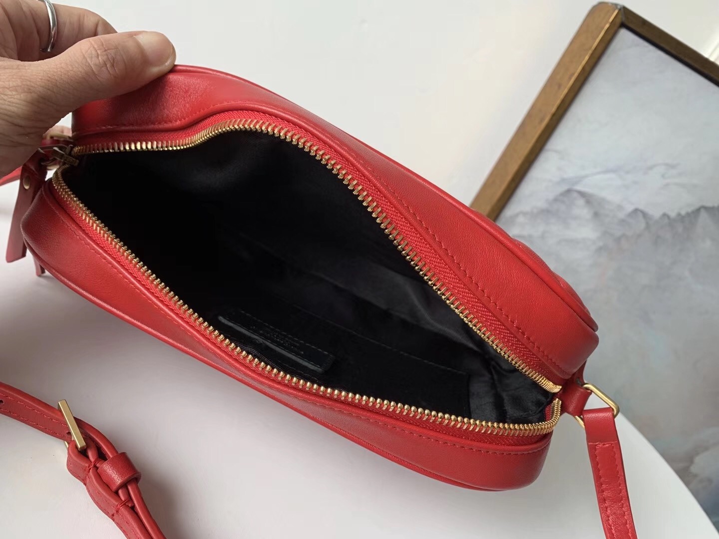 Saint Laurent Lou Camera Bag In Red Leather