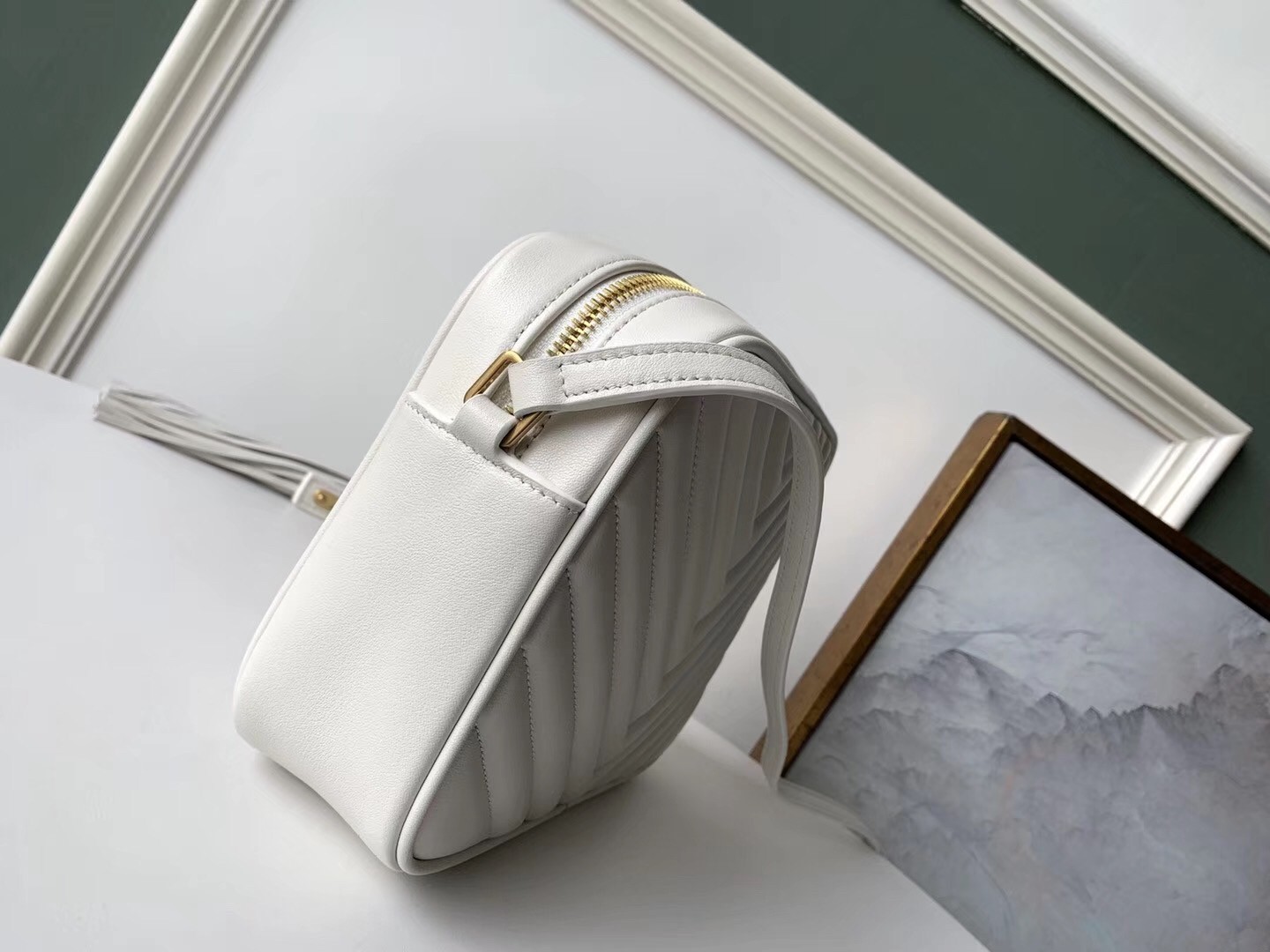 Saint Laurent Lou Camera Bag In White Leather