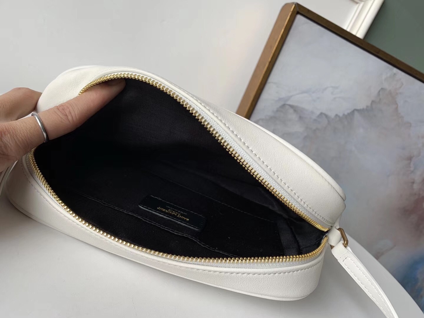 Saint Laurent Lou Camera Bag In White Leather