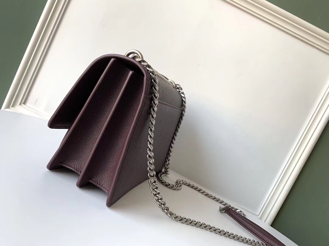 Saint Laurent Sunset Medium Bag In Bordeaux Grained Leather